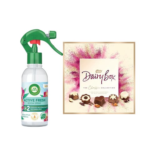 Buy 2 Air Wick Active Fresh Room Spray Eucalyptus and Fressia 237ml + FOC Dairy Box Chocolates