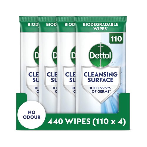 Dettol Cleansing Surface Wipes 110 Wipes Pack of 4 GB-T5B