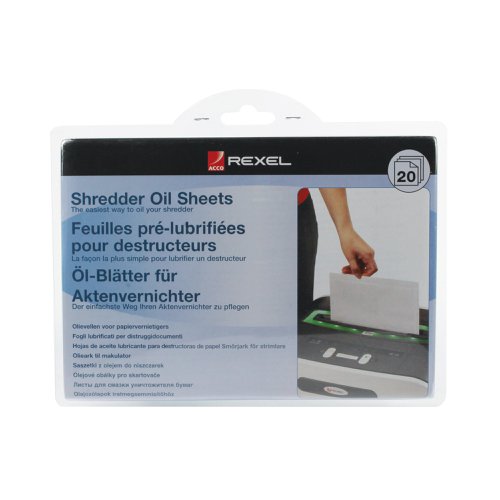 Rexel Shredder Non-Auto Oil Sheets (Pack of 20) 2101949 | ACCO Brands