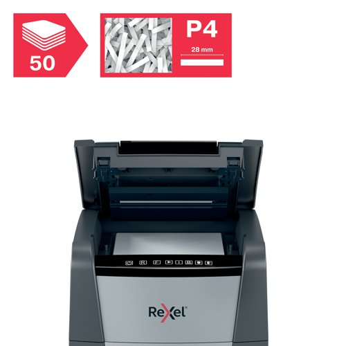 Rexel Optimum AutoFeed+ 50X Cross-Cut P-4 Shredder 2020050X