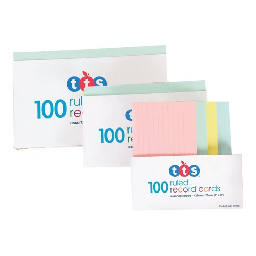 Revision Cards Ruled Assorted W127xL203mm (Pack of 100) 013299