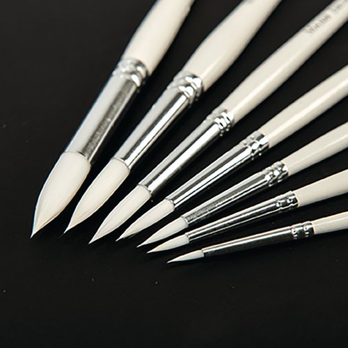 White Nylon Round Paint Brushes White Handle (Pack of 60) MJWNR