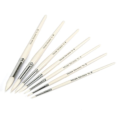 White Nylon Round Paint Brushes White Handle (Pack of 60) MJWNR