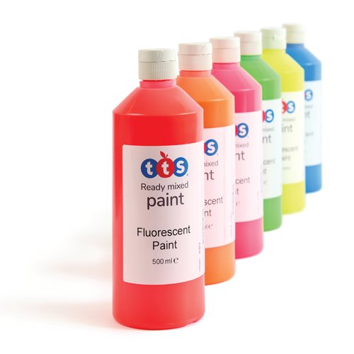 Ready Mixed Paint 500ml Fluorescent Assorted (Pack of 6) AR01014