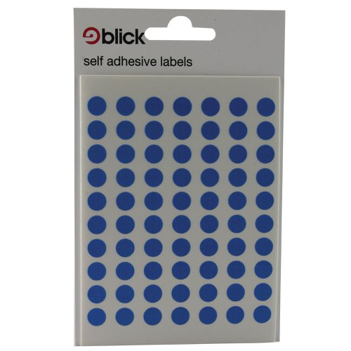 Blick Coloured Labels in Bags Round 8mm Dia 490 Per Bag Blue (Pack of 9800) RS002055