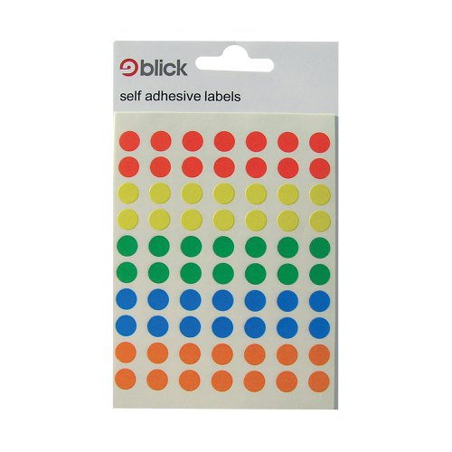 Blick Coloured Labels in Bags Round 8mm Dia 350 Per Bag Assorted (Pack of 7000) RS003656 | RS00365 | West Design Products