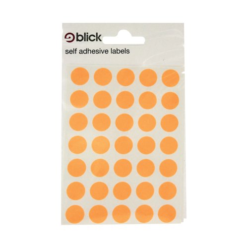 Blick Flourescent Labels in Bags Round 13mm Dia 140 Per Bag Orange (Pack of 2800) RS004356