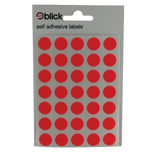 Blick Coloured Labels in Bags Round 13mm Dia 140 Per Bag Red (Pack of 2800) RS004554 | RS00455 | West Design Products