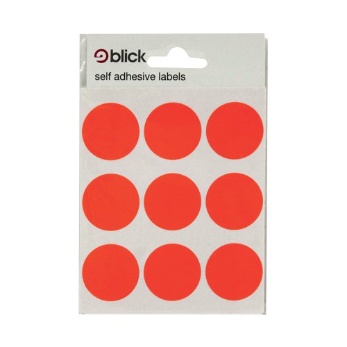 Blick Coloured Labels in Bags Round 29mm Dia 36 Per Bag Red (Pack of 720) RS005155 | RS00515 | West Design Products