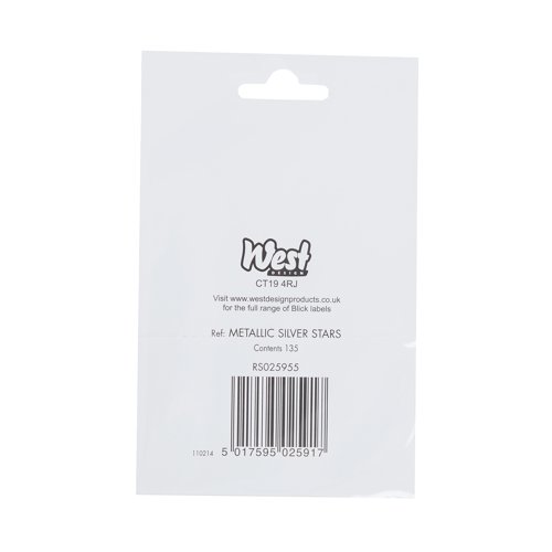 RS02591 | High quality and reliable premium labels from Blick, manufactured in the United Kingdom, these silver stars are great for use in education, at home or in the office. Ideal for marking books, using in combination with reward charts, scrap books and sticker books. Supplied in a single pack of 135 stickers.