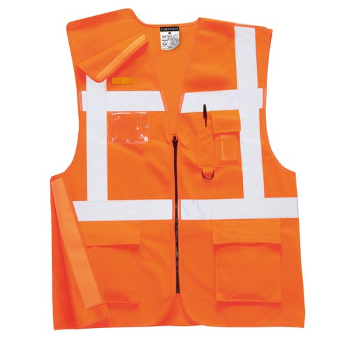 Portwest Hi Vis Zip Executive Vest M Orange (Pack of 10)