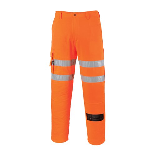 Portwest Hi Vis Rail Work Trousers L Orange