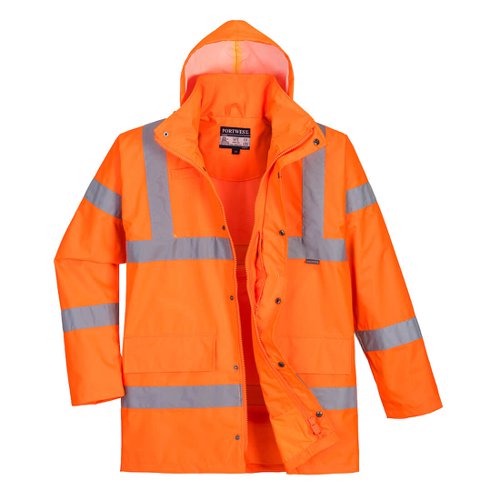 Portwest Hi Vis Breathable Rain Traffic Jacket S Orange