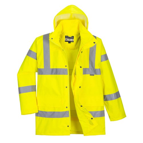 Portwest Hi Vis Breathable Rain Traffic Jacket L Yellow