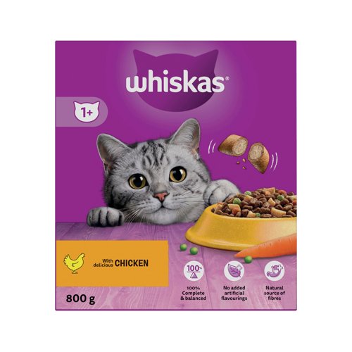 Whiskas 1+ Cat Complete Dry with Chicken 800g (Pack of 5) 481359