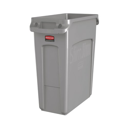 The Rubbermaid Commercial Vented Slim Jim Container is crafted to make waste management compliance easier and reduce strain on workers. Constructed of high quality, commercial-grade materials, these containers feature 4 venting channels that make removing bin bags up to 80% easier than traditional straight wall receptacles.