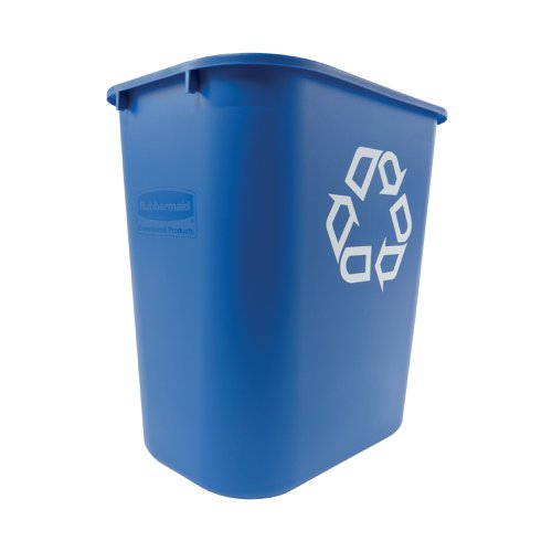 The Rubbermaid medium recycling containers are space-efficient, economical, and an easy and convenient recycling solution designed to fit under a standard height desk. All plastic construction with rolled rims for added strength. With a 26 litre capacity.