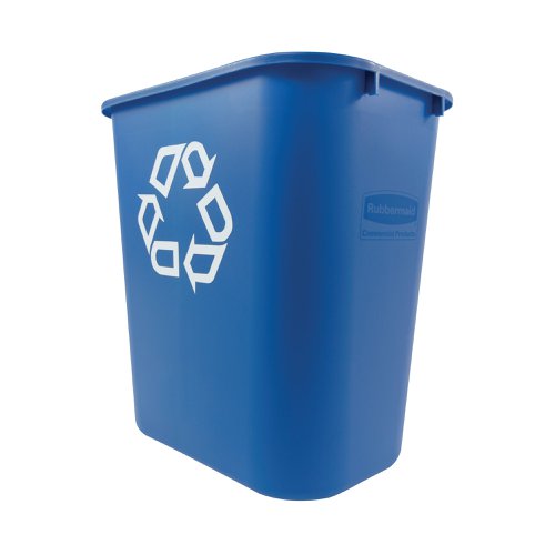 The Rubbermaid medium recycling containers are space-efficient, economical, and an easy and convenient recycling solution designed to fit under a standard height desk. All plastic construction with rolled rims for added strength. With a 26 litre capacity.