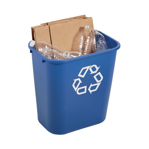 The Rubbermaid medium recycling containers are space-efficient, economical, and an easy and convenient recycling solution designed to fit under a standard height desk. All plastic construction with rolled rims for added strength. With a 26 litre capacity.