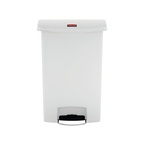 Rubbermaid Slim Jim Pedal Bin Step On Resin 90 Litres White 1883561