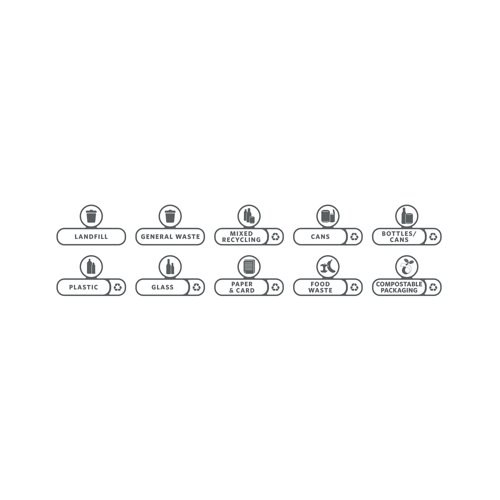 Rubbermaid Slim Jim Recycling Station Billboard Label Kit (Pack of 10) 2057734