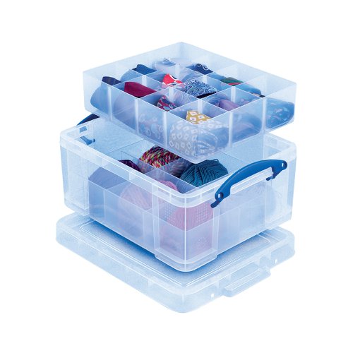 Really Useful Clear 21 Litre Plastic Divided Storage Box 21C+6T+12T