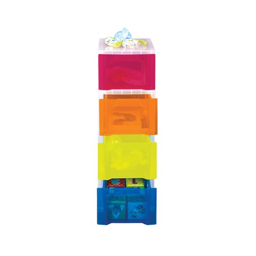 Really Useful Slimline 4 Drawer Storage Tower 6L Clear/Ast ST4X6CASS
