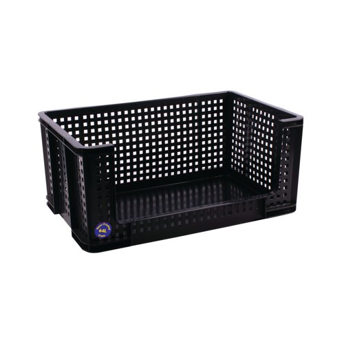 Really Useful Open Fronted Crate 64 Litre Black 64OFC-BK