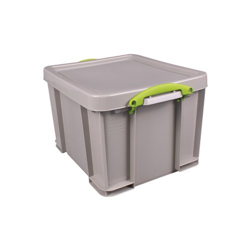 The Really Useful 35 litre plastic stacking box is made in a solid colour, ensuring items remain private from view. With the securing, lockable clip handles are used to secure the lid, to ensure the lid remains secure. The boxes are made from 100% recyclable material and are 100% recyclable. Suitable for storing office supplies, filing, seasonal items, and much more.