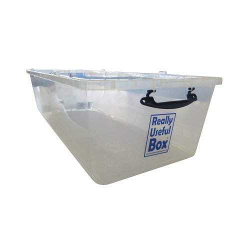 This 134 litre transparent storage box features lockable clip handles to secure compatible lids (sold separately). Made from clear 100% polypropylene, it is easy to view the contents without the need to unstack or open the box. Compatible with the 134 litre lid, the box is ideal for storing toys, garden furniture or seasonal decorations. Complete with roller wheels and pull handle, the box is ideal for storing heavy, bulky items.