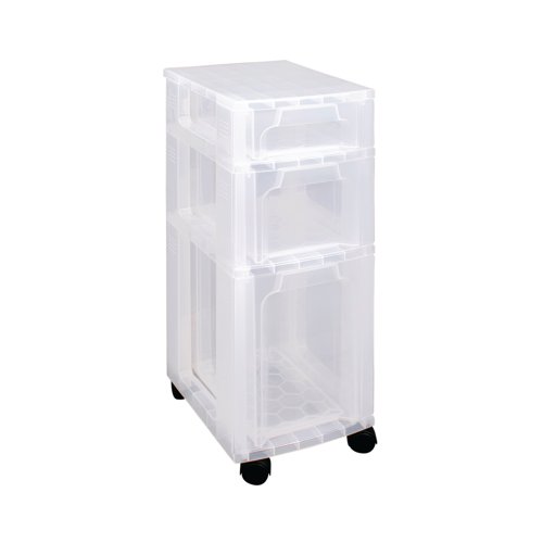 Really Useful Slimline 3 Drawer Storage Tower Clear ST3.5x6x11.5C