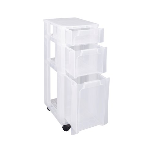 Really Useful Slimline 3 Drawer Storage Tower Clear ST3.5x6x11.5C - RUP65970 | Really Useful Products