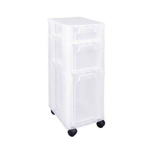 Really Useful Slimline 3 Drawer Storage Tower Clear ST3.5x6x11.5C - RUP65970 | Really Useful Products