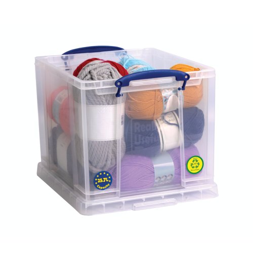 Really Useful Stacking Box Handles 25.7L Clear Pack of 3 25.7C-PK3CB - RUP79311 | Really Useful Products