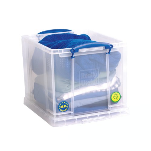 Really Useful Stacking Box Handles 25.7L Clear Pack of 3 25.7C-PK3CB - RUP79311 | Really Useful Products