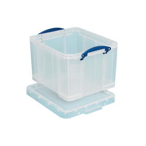 Really Useful 35L Plastic Storage Box With Lid W480xD390xH310mm Clear 35C