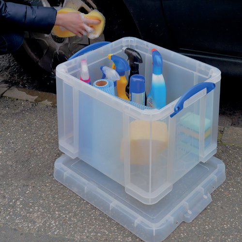 Really Useful 35L Plastic Storage Box With Lid W480xD390xH310mm Clear 35C