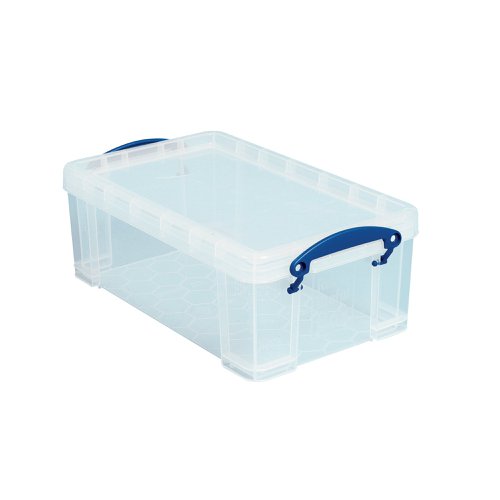 Really Useful 9L Storage Box With Lid and Clip Lock Handles Clear 9C