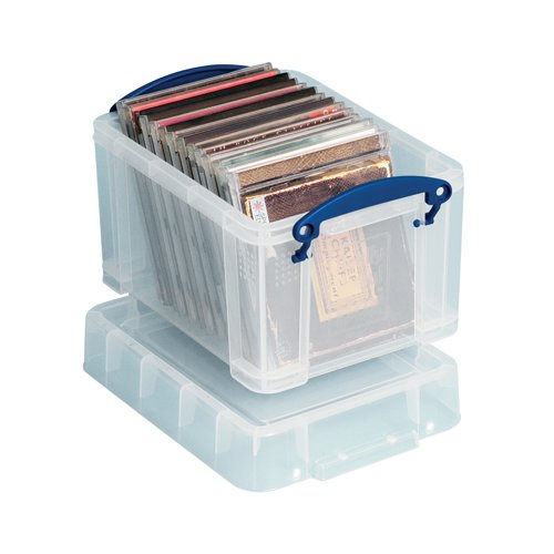 Keep files and documents neatly stored away in this 3 Litre Plastic Storage Box from Really Useful. With 3L of capacity, the interior provides room for 18 CDs or 10 DVDs. The clear sides let you see contents at-a-glance for efficient organisation, and provide sturdy protection from the elements and vermin. The design is stackable as well for space-saving storage, and features handles for easy carrying.