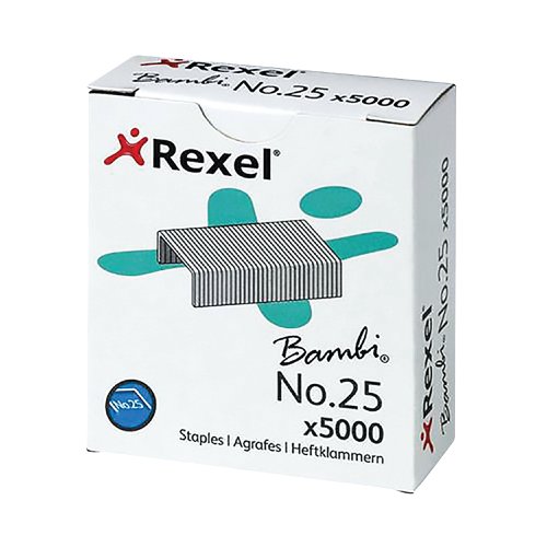 Rexel No 25 Staples 4mm (Pack of 5000) 05025 | RX05025 | ACCO Brands