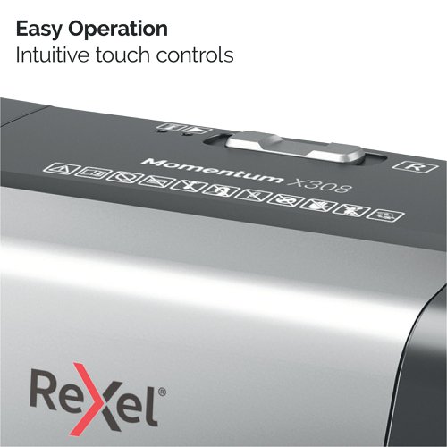 Rexel Momentum X308 Paper Shredder shreds up to 8 sheets in one go, with a 3 minute continuous run time, making it ideal for home use. Featuring P-3 security which cross-cuts paper into 5 x 42 mm pieces, the shredder has a bin capacity of 15 Litres, holding up to 100 A4 sheets.