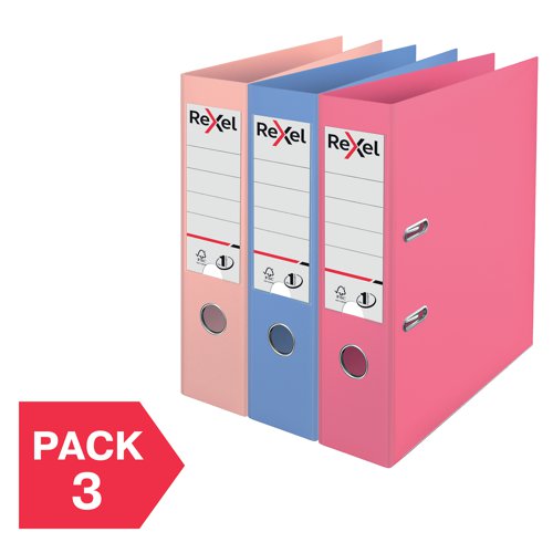 Rexel Lever Arch File Solea PP No.1 75mm A4 Assorted (Pack of 3) 2115711 | ACCO Brands