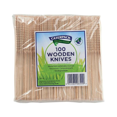 Caterpack Enviro Wooden Knives (100 Pack) RY10567