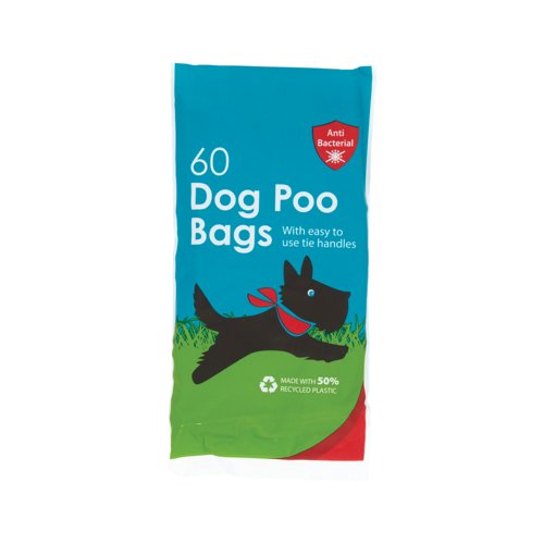 Safewrap Antibacterial Tie Handle Dog Poo Bags (Pack of 60) RY11532-S