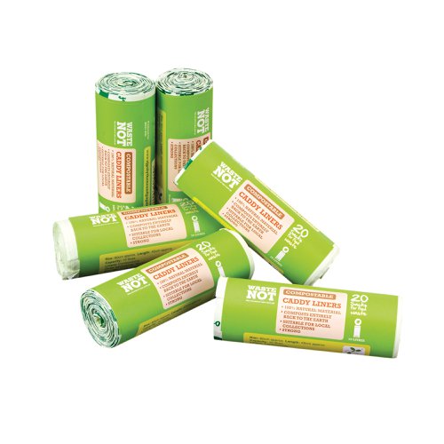 Waste Not Compostable Caddy Liner Bag 20 per Roll (6 Pack) 10629