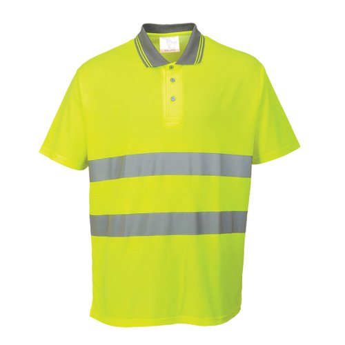 Portwest Hi Vis Cotton Comfort Polo Shirt S/S 2XL Yellow POW21664