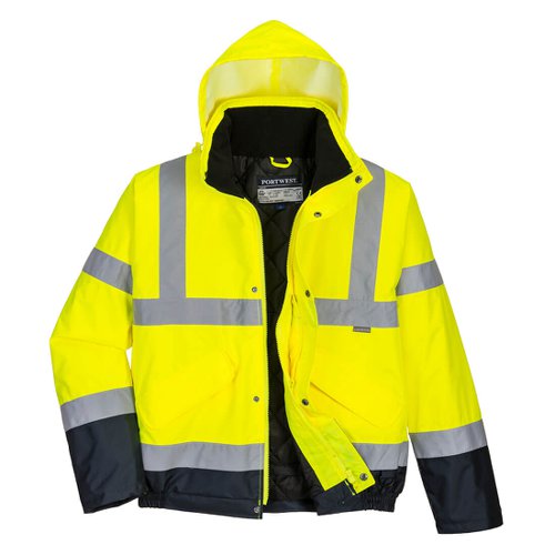 Portwest Hi Vis Contrast Winter Bomber Jacket L Yellow/Navy