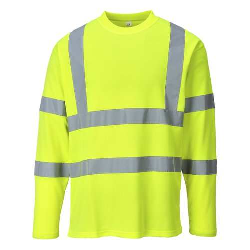 Portwest Hi Vis Cotton Comfort T-Shirt L/S 3XL Yellow POW25057