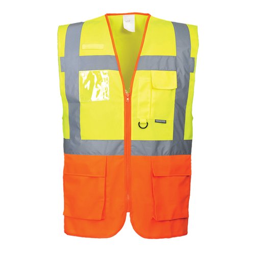 Portwest Prague Hi Vis Executive Vest L Yellow/Orange (Pack of 10)