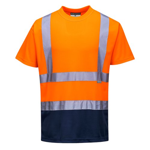 Portwest Hi Vis Contrast T-Shirt S/S L Orange/Navy